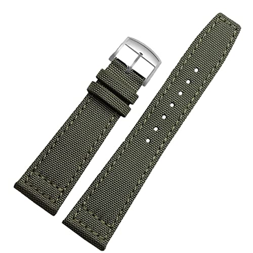 Armband für Longines Pioneer Sport-Serie L3.810/L3.820, Sport-Canvas-Armband, 20 mm, 21 mm, 22 mm, für Herren, Lederunterseite（Armeegrün，22 mm) von HBYLEE