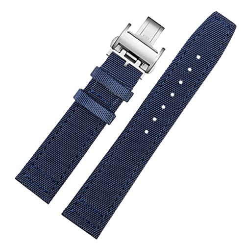 Armband für Longines Pioneer Sport-Serie L3.810/L3.820, Sport-Canvas-Armband, 20 mm, 21 mm, 22 mm, für Herren, Lederunterseite（Blau faltbar，22 mm) von HBYLEE