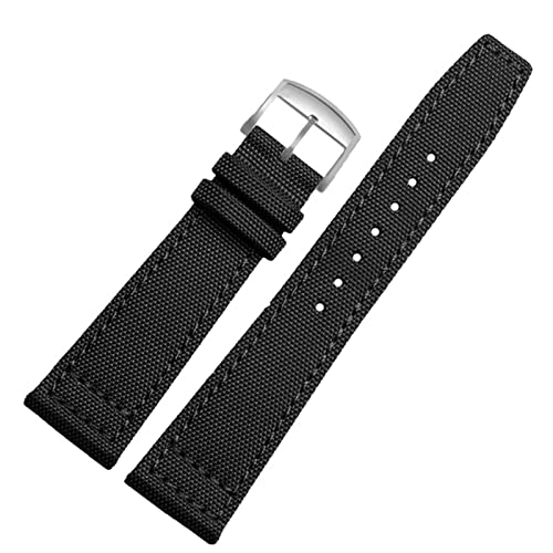 Armband für Longines Pioneer Sport-Serie L3.810/L3.820, Sport-Canvas-Armband, 20 mm, 21 mm, 22 mm, für Herren, Lederunterseite（Schwarze Dornschließe，20 mm) von HBYLEE