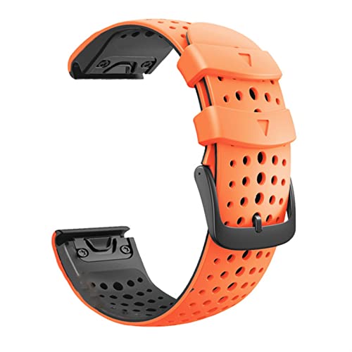 Buntes Quickfit Uhrenarmband für Garmin Fenix 7 7X 5 5X 3 HR 945 Fenix 6 6X Watch Silikon Easyfit Armband 26 22 mm（Orange/Schwarz，Fenix 7X von HBYLEE