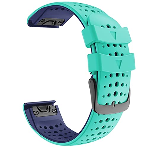Buntes Quickfit Uhrenarmband für Garmin Fenix 7 7X 5 5X 3 HR 945 Fenix 6 6X Watch Silikon Easyfit Armband 26 22 mm（blaugrün，26mm Fenix 6X 6XPro von HBYLEE