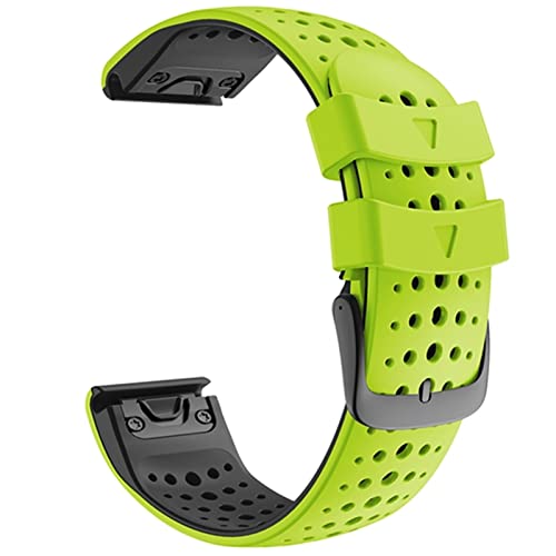 Buntes Quickfit Uhrenarmband für Garmin Fenix 7 7X 5 5X 3 HR 945 Fenix 6 6X Watch Silikon Easyfit Armband 26 22 mm（grün/schwarz，22mm Fenix 5 5Plus von HBYLEE