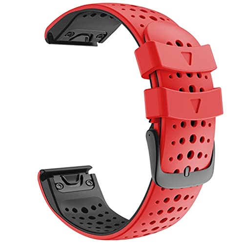 Buntes Quickfit Uhrenarmband für Garmin Fenix 7 7X 5 5X 3 HR 945 Fenix 6 6X Watch Silikon Easyfit Armband 26 22 mm（rot/schwarz，Fenix 7X von HBYLEE
