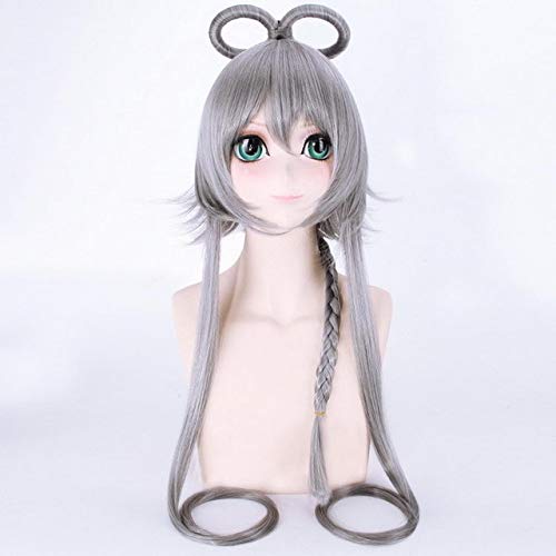 HBYLEE- 100 cm Synthetische Vocaloid Silber Grau Schwarz Lange Perücke Frauen Glattes Haar Anime Cosplay Geflochtene Perücken Für Halloween Kostüm Party Silber[Farbe:Silber] von HBYLEE