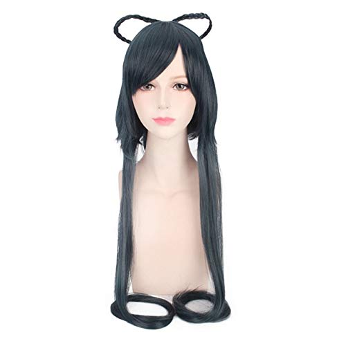 HBYLEE- 100 cm Synthetische Vocaloid Silber Grau Schwarz Lange Perücke Frauen Glattes Haar Anime Cosplay Geflochtene Perücken Für Halloween Kostüm Party highlights schwarz[Farbe:hebt schwarz hervor] von HBYLEE