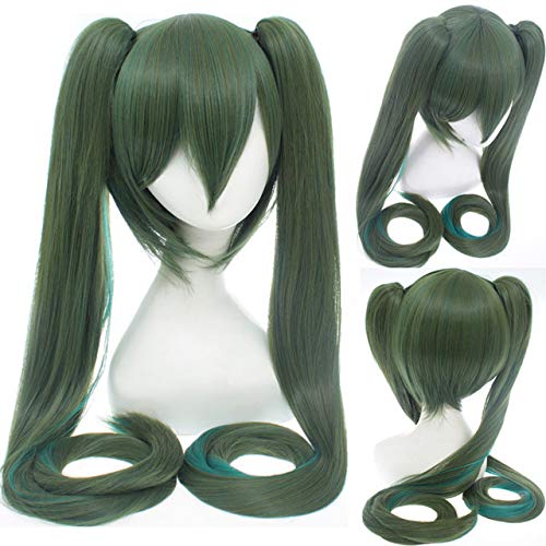 HBYLEE- 120 cm Hatsune Miku Synthetische Cosplay Perücke Gerade Weiß Blau Anime Haar Halloween Kostüm Frauen Perücken Mit Doppel Clip Pferdeschwänze 22[Farbe:22] von HBYLEE