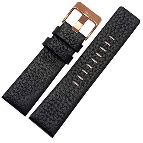 HBYLEE 22 mm, 24 mm, 26 mm, 28 mm, 30 mm, Echtleder-Uhrenarmband für Diesel DZ7259, DZ7256, DZ7265（Schwarz Rotgold，24 mm von HBYLEE