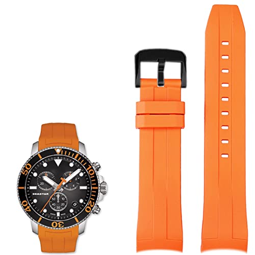 HBYLEE 22 mm Silikon-Uhrenarmband für Tissot T120417 T120407, Quarz-Zifferblatt, Gummi, Sport-Herren-Uhrenarmband, wasserdicht（Orange Schwarz Schnalle，22 mm von HBYLEE