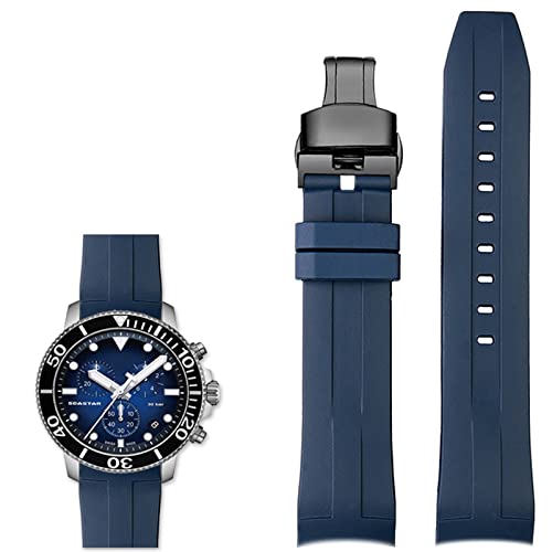 HBYLEE 22 mm Silikon-Uhrenarmband für Tissot T120417 T120407, Quarz-Zifferblatt, Gummi, Sport-Herren-Uhrenarmband, wasserdicht（blau/schwarz，22 mm von HBYLEE
