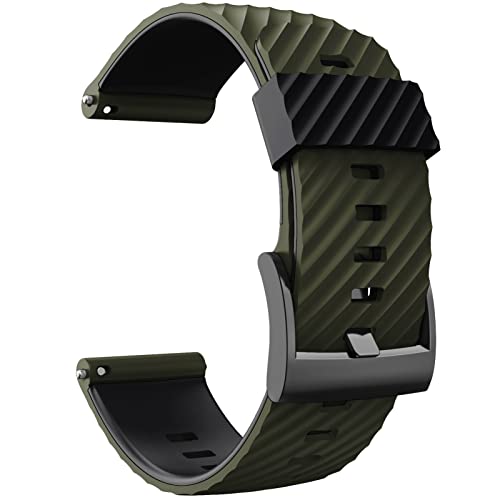 HBYLEE 24 mm Ersatz-Armband für Suunto 7/Suunto D5, Silikon, Sport-Uhrenarmband für Suunto 9 Baro/Sport Wrist HR Baro（Army Green Black，For suunto 7 von HBYLEE