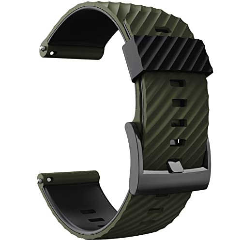 HBYLEE 24 mm Ersatz-Armband für Suunto 7/Suunto D5, Silikon, Sport-Uhrenarmband für Suunto 9 Baro/Sport Wrist HR Baro（Army Green Black，For suunto 9 baro von HBYLEE