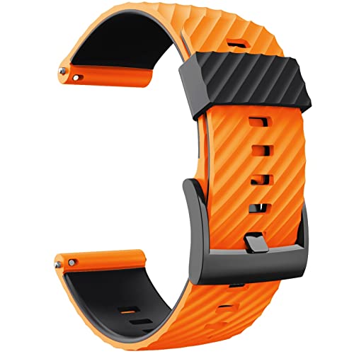 HBYLEE 24 mm Ersatz-Armband für Suunto 7/Suunto D5, Silikon, Sport-Uhrenarmband für Suunto 9 Baro/Sport Wrist HR Baro（Orange/Schwarz，For suunto 9 baro von HBYLEE