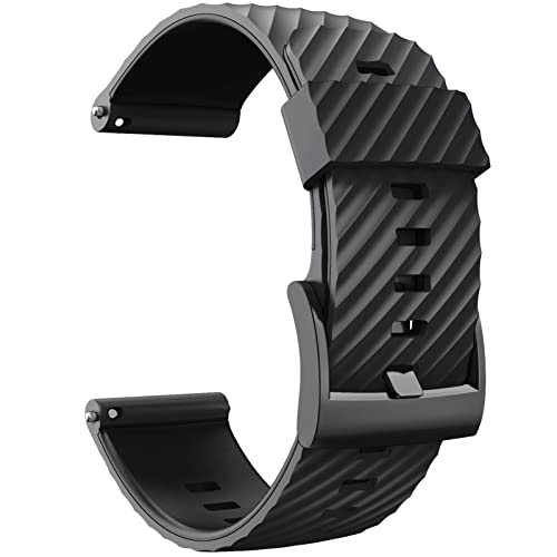 HBYLEE 24 mm Ersatz-Armband für Suunto 7/Suunto D5, Silikon, Sport-Uhrenarmband für Suunto 9 Baro/Sport Wrist HR Baro（Schwarz，For suunto 7 von HBYLEE