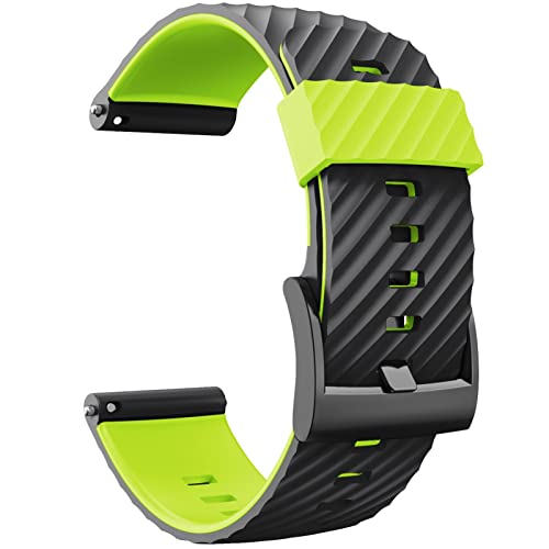 HBYLEE 24 mm Ersatz-Armband für Suunto 7/Suunto D5, Silikon, Sport-Uhrenarmband für Suunto 9 Baro/Sport Wrist HR Baro（schwarz/grün，Suunto sport baro von HBYLEE