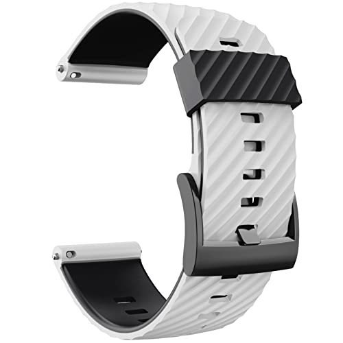 HBYLEE 24 mm Ersatz-Armband für Suunto 7/Suunto D5, Silikon, Sport-Uhrenarmband für Suunto 9 Baro/Sport Wrist HR Baro（weiß/schwarz，Suunto sport baro von HBYLEE