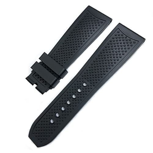 HBYLEE 24 mm Gummi-Uhrenarmband, 23,5 mm, für Calibre de Cartier Tank Solo Santos de, wasserdichtes Silikon-Uhrenarmband（Schwarz ohne Schnalle，24 mm von HBYLEE