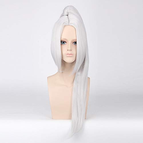 HBYLEE- 80 cm Anime Fate Grand Order Silber Weiß Schwarz Lange Cosplay Perücke Mit Klaue Pferdeschwanz Kunsthaar Halloween Kostüm Perücken Für Männer silber weiß[Farbe:Silber Weiss] von HBYLEE