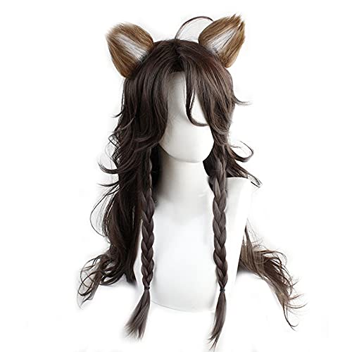 HBYLEE- Anime Coer Wig. Twisted Wonderland Cosplay Leona Kingsscholar Perücke der Löwen König Narbe Geflochtene Haar Lange lockige braune Männer Frauen Rollenspiele Haarteil[Farbe:Onecolor] von HBYLEE