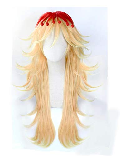 HBYLEE-Anime Coser Wig Demon Slayer: KIMETSU No Yaiba Douma Gold Mixing Desk Women in Red Style Women Cosplay Party Fashion Anime Costume Human Wig Full Wigs Synthetic Hair Resistant F von HBYLEE