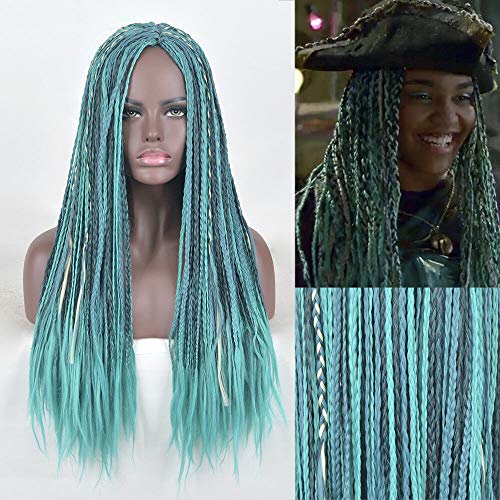 HBYLEE- Anime Coser Wig Descendants 2 UMA Cosplay Perücke lang Afro Tradition Curly Tail Blau Haar Damen Perücke + Perücke Gratis[Farbe:-] von HBYLEE