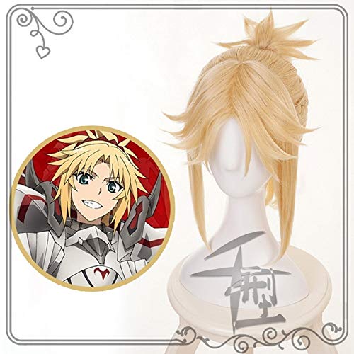 HBYLEE Anime Coser Wig Fate Großer Commander Mordred Golden Blonde Korb Schwanz Cosplay Kostüm Synthetisches Haar Halloween Party Spielen Perücken Spielperücken[Farbe:nach Plan] von HBYLEE