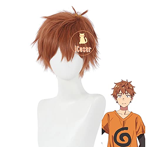 HBYLEE- Anime Coser pruik 2020 Anime Kanojo Okarishimasu Kinoshita Kazuya Cosplay Perücke Braun for Männer Frauen Hitzebeständige synthetische Haare mit Perücke Kappe[Farbe:Braun] von HBYLEE