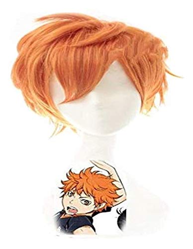HBYLEE Anime Coser pruik Anime Haikyuu ! Shoyo Hinata Cosplay Perücke Kurze Orange Kostüm Spiel Perücken Halloween Party Wigs + Perücke Kappe[Farbe:Onecolor] von HBYLEE