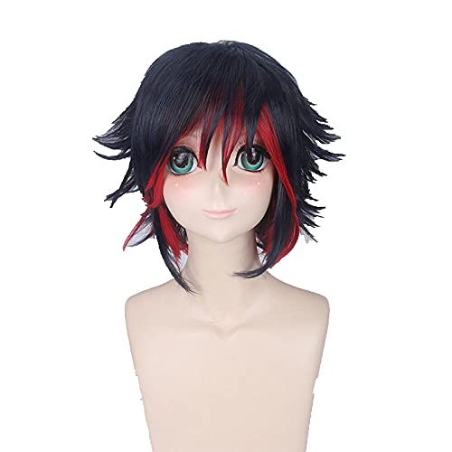 HBYLEE- Anime Coser pruik Anime. TÖTEN LA. TÖTEN Matoi RYUUKO Cosplay Perücke Kurze Blaue rote Haare Hitzebeständige Haare+ Perücke Kappe Halloween Karneval Mädchen Frauen[Farbe:Onecolor] von HBYLEE