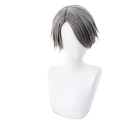 HBYLEE Anime Coser pruik Cosnoble Aesop Carl Perückenspiel Identity V Grau Cosplay Langes graues Haar mit Keychain Anhänger[Farbe:nach Plan] von HBYLEE