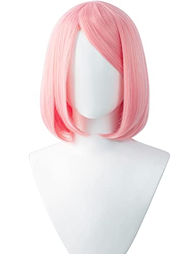 HBYLEE Anime Coser pruik Haruno Cosplay Perücke Anime Rosa Kurze gerade Perücken mit Pony Cosplay Zubehör for Frauen Mädchen mit Perückenkappe[Farbe:Onecolor] von HBYLEE