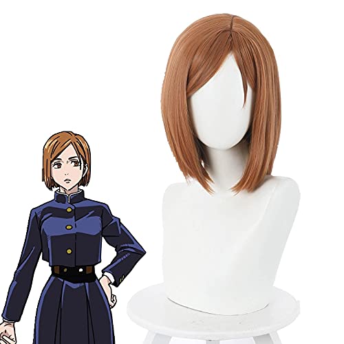 HBYLEE Anime Coser pruik Jujutsu Kaisen Anime Nobara Kugisaki Braune Haar Mädchen Frauen Cosplay Perücke+ Perücke Kappe Synthetische Halloween-Party-Requisiten[Farbe:Onecolor] von HBYLEE