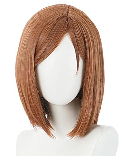 HBYLEE Anime Coser pruik Kugisaki Nobara Cosplay Perücke Anime Jujutsu Kaisen braune Kurze Perücken mit Pony Cosplay Zubehör for Frauen Mädchen mit Perücke Mütze[Farbe:Onecolor] von HBYLEE