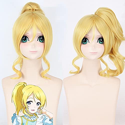 HBYLEE- Anime Coser pruik Liebe live Ayase eli Cosplay perücke Blonde Ponytail liebevoll Cosplay Requisiten goldene Haare Rolle Spielen Comic Con Carnival Frauen mädchen Wig[Farbe:Onecolor] von HBYLEE