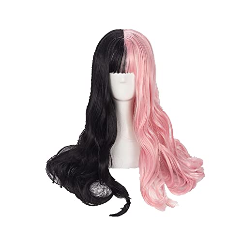 HBYLEE- Anime Coser pruik Mädchen Lolita Cosplay Perücke 6 0CM Langes welliges schwarz gemischtes Rosa Ombre Pony Süße hitzebeständige synthetische Haarperücke+Perücke-Kappe[Farbe:Onecolor] von HBYLEE