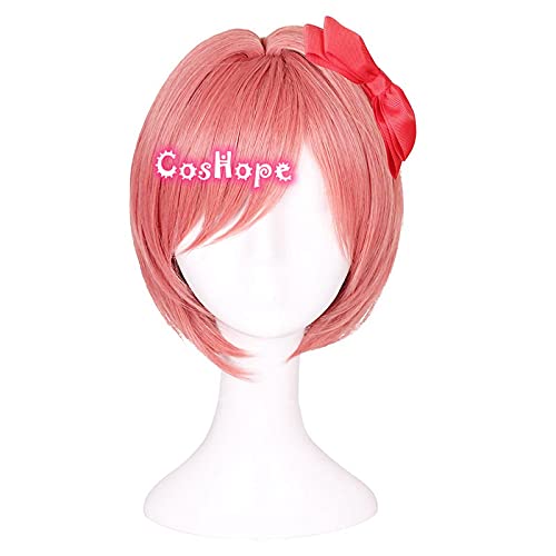 HBYLEE Anime Coser pruik Sayori Cosplay.DDLC. Cosplay Frauen Mädchen Kurze Rosa Perücke Cosplay Anime Cosplay Perücken Hitzebeständige synthetische Perücken Halloween[Farbe:Onecolor] von HBYLEE