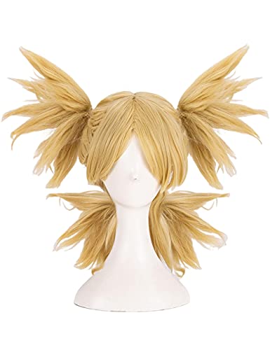 HBYLEE Anime Coser pruik TEMARI Cosplay Perücke Anime Goldene Kurze Vier Zöpfe Perücken mit Pony Cosplay Zubehör for Frauen Mädchen mit Perückenkappe[Farbe:Onecolor] von HBYLEE