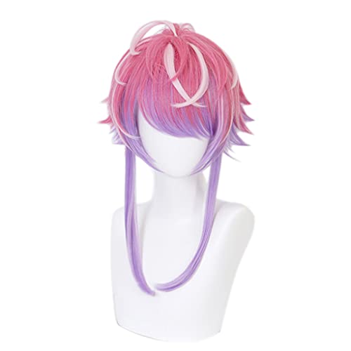 HBYLEE- Anime Cosplay Perücke für Amemura Ramuda Perücke,Pink Mix Purple Short Perücke Synthetisches Haar,Halloween Kostüm Perücke,für Party Karneval Weihnachten[Farbe:Purple ] von HBYLEE