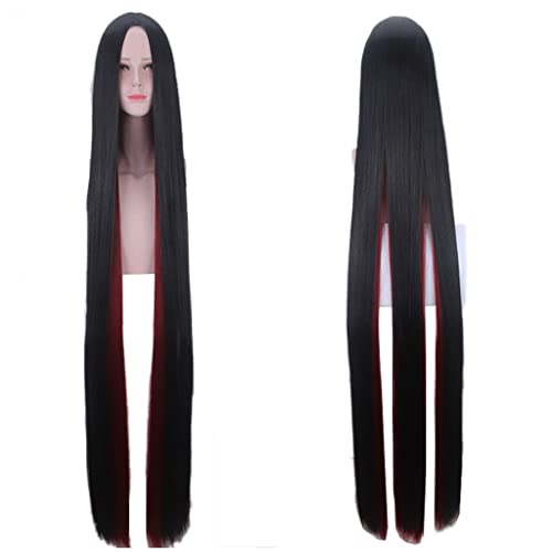 HBYLEE- Anime Cosplay Perücke für Bort Perücke,1.5M Long Straight Black and Red Perücke Synthetisches Haar,Halloween Kostüm Perücke,für Party Karneval Weihnachten[Farbe:Black] von HBYLEE