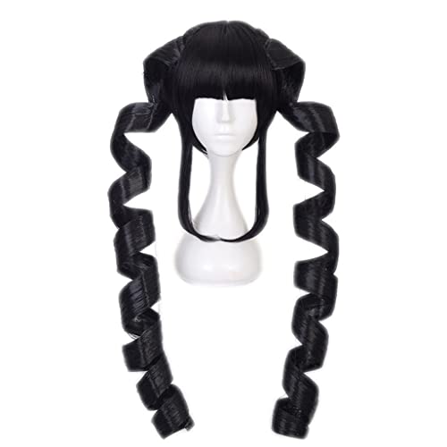 HBYLEE- Anime Cosplay Perücke für Celestia Ludenberg Perücke,Long Curly Black Perücke Synthetisches Haar,Halloween Kostüm Perücke,für Party Karneval Weihnachten[Farbe:Black] von HBYLEE