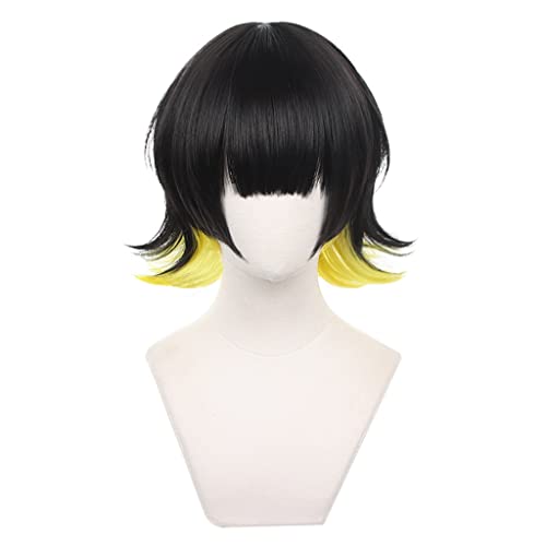 HBYLEE-Anime Cosplay Perücke für Meguru Bachira Perücke,Short Black and Yellow Perücke Synthetisches Haar,Halloween Kostüm Perücke,für Party Karneval Weihnachten[Farbe:Yellow] von HBYLEE
