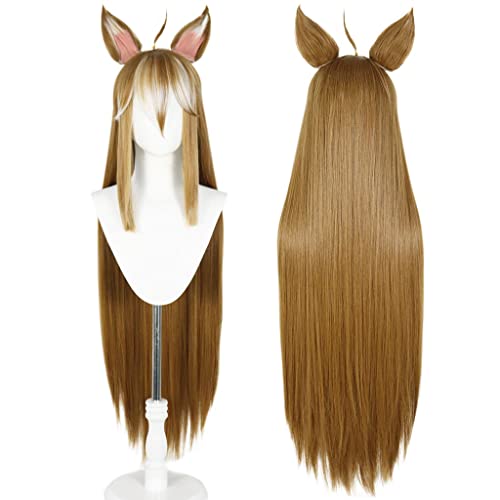HBYLEE- Anime Cosplay Perücke für Miss Hina Perücke,with Ears Brown Mix White Long Perücke Synthetisches Haar,Halloween Kostüm Perücke,für Party Karneval Weihnachten[Farbe:Brown] von HBYLEE