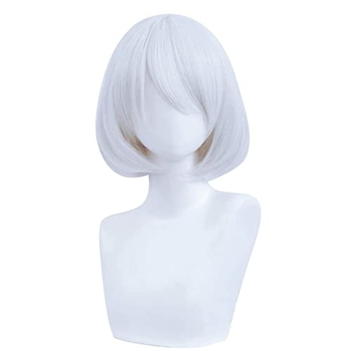 HBYLEE- Anime Cosplay Perücke für Nemu Aohitsugi Perücke,Short Silver White Perücke Synthetisches Haar,Halloween Kostüm Perücke,für Party Karneval Weihnachten[Farbe:Silver White ] von HBYLEE