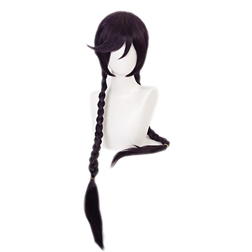 HBYLEE- Anime Cosplay Perücke für Touko Fukawa Perücke,Long Braids Dark Purple Perücke Synthetisches Haar,Halloween Kostüm Perücke,für Party Karneval Weihnachten[Farbe:Purple ] von HBYLEE