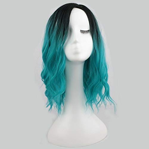 HBYLEE- Anime Kurze Lockige Ombre Perücke Cosplay Synthetische Haar Frauen Hitzebeständige Lolita Two Tone Perücken Für Kostüm Party 35 cm blau ombre[Farbe:Blue Ombre] von HBYLEE