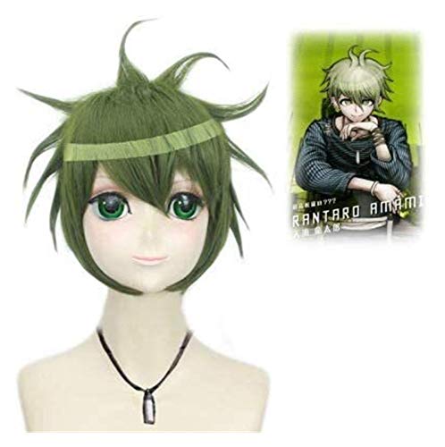 HBYLEE- Anime Perücke Rantaro Amami Grün Kurzhaar Perücke Danganronpa Cosplay Comic- Con Halloween Party Carnival Männer und Frauen Anime Fans Geschenk[Farbe:Onecolor] von HBYLEE