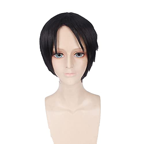 HBYLEE-Anime Role Play For Anime Attack On Titan Eren Jaeger Wig Short Black Hair Cosplay Wig[Farbe:Black] von HBYLEE