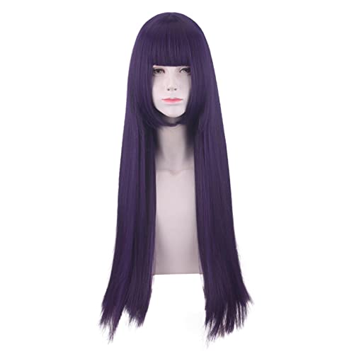 HBYLEE-Anime Role Play For Genshin Impact Yunjin Cosplay Wig Long Dark Purple Wigs With Two Blue Braids[Farbe:purple] von HBYLEE