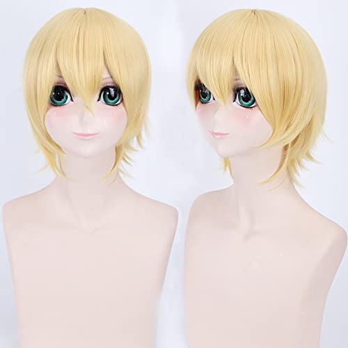 HBYLEE-Anime Role Play Wig For Kagerou Project Mekakucity Actors Cosplay Wig Synthetic Hair Kano Shuuya Golden Cosplay Wigs[Farbe:Golden] von HBYLEE