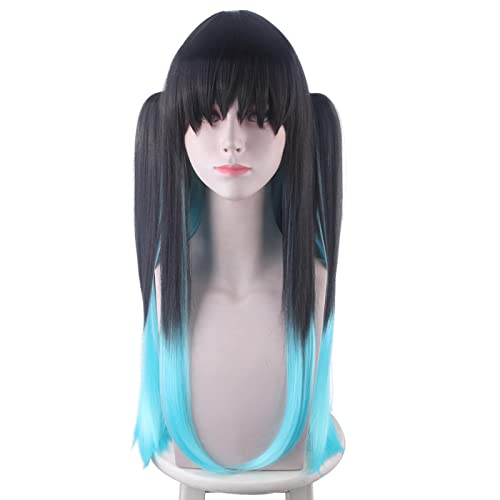 HBYLEE-Anime Role Play Wig For Tokitou Muichirou Cosplay Wigs Long Straight Black Blue Hair[Farbe:blue] von HBYLEE