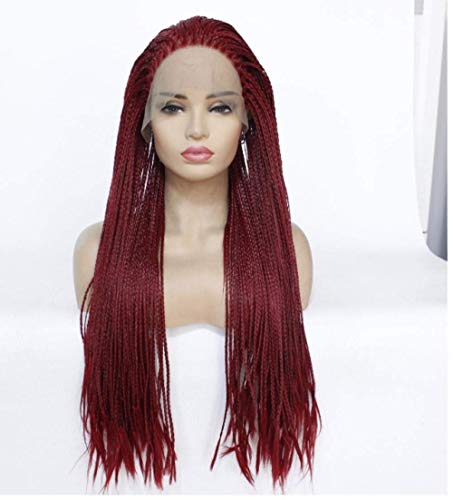HBYLEE-BGHJUE N Wig Red Braid Synthetic Wig Blend 50% Human Hair Middle Parting Fashion Cosplay Party Work Wigs For Women Average Cap Size[Farbe:-] von HBYLEE